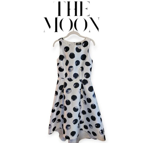 The Moon sleeveless voluminous black & white dotty fairy fancy dress size S - Picture 1 of 9